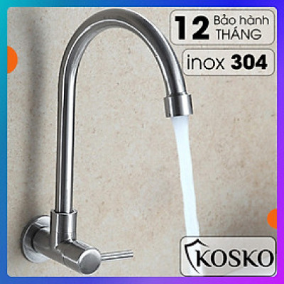 Vòi nước rửa chén bát xoay 360 độ, vòi nước inox 304 gắn tường 1 đường nước lạnh (bảo hành 12 tháng)