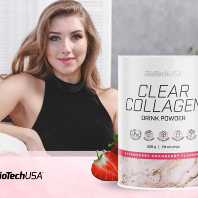Bột Collagen Thủy Phân Loại I & II – Clear Collagen BiotechUSA Hộp 308g