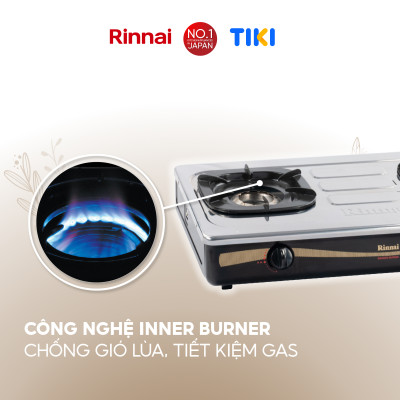 Bếp gas dương Rinnai RI-602Di mặt bếp inox và kiềng bếp men - Hàng chính hãng.