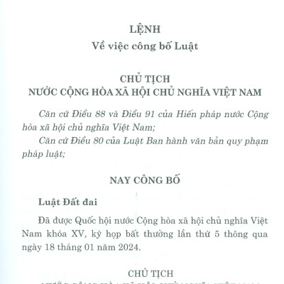 Luật Đất Đai (Sửa đổi, bổ sung năm 2024)