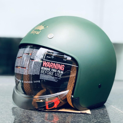 Nón bảo hiểm 3/4 ROYAL M139 có kính âm màu XANH LÍNH NHÁM