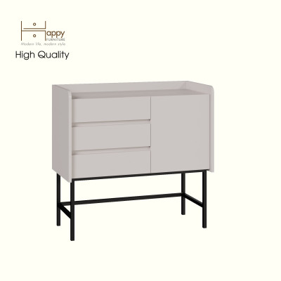 [Happy Home Furniture] LAVIA, Tủ lưu trữ 3 ngăn kéo - 1 cửa mở - chân sắt, 90cm x 40cm x 86cm ( DxRxC), THK_157