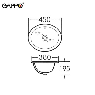 CHẬU LAVABO DƯƠNG VÀNH NHẬP KHẨU NGA GAPPO GT315 OVAL MEN TUYẾT - HÀNG CHÍNH HÃNG