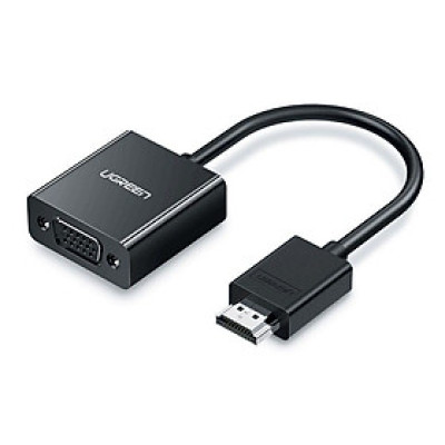Cáp chuyển HDMI sang VGA hổ trợ độ phần giải Full HD không kèm cổng Audio Ugreen 60738 1920*1080@60Hz Màu Đen Hàng chính hãng