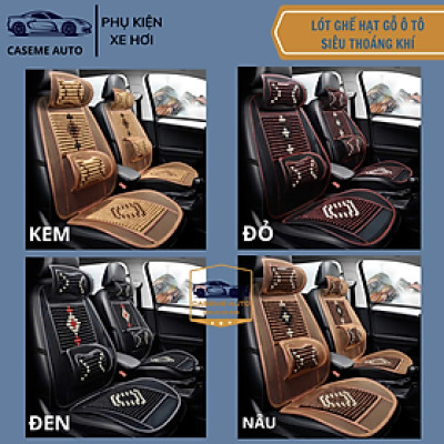 Lót Ghế Hạt Gỗ Nâng Lưng Thoáng Khí Cao Cấp Có Tựa Lưng – Hỗ Trợ Cột Sống, Giảm Đau Mỏi, Thoáng Mát - Hàng Nhập Khẩu