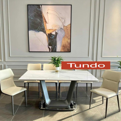 Bàn ăn thông minh kéo dài mặt đá Juno Sofa chân inox 