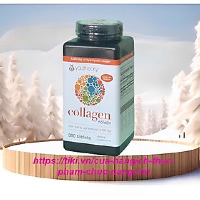 Viên Uống Collagen Youtheory + Biotin , Skin, Hair & Nail Formula 6000mg  - Hộp 390 viên