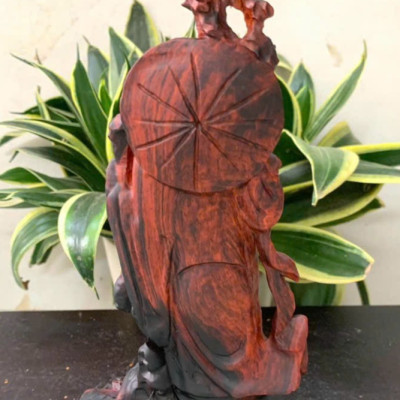 Tượng đạt ma sư tổ bằng gỗ trắc đỏ đen kt cao 22cm 