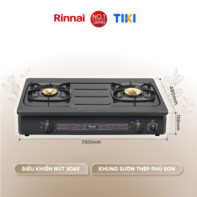 Bếp gas dương Rinnai RV-970(GL) mặt bếp kính và kiềng bếp men - Hàng chính hãng.