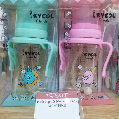 Bình ống hút tập uống cho bé IBYEOL Friends PPSU chính hãng Hàn Quốc 200ml/300ml