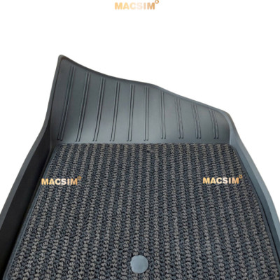 Thảm lót sàn xe ô tô 2 lớp Hyundai Palisade 2022-2024+ Nhãn hiệu Macsim 3W chất liệu nhựa TPE đúc khuôn cao cấp - màu đen (2 hàng ghế)
