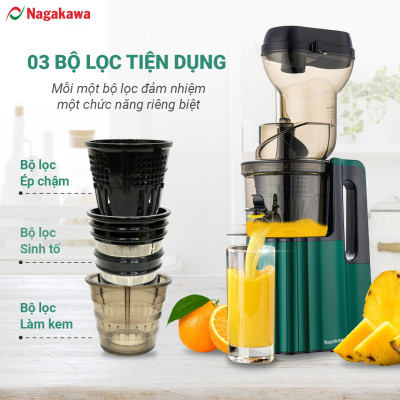 Máy ép chậm Nagakawa NAG0817 – Dung tích 300ml – Công suất 150w - Hàng Chính Hãng