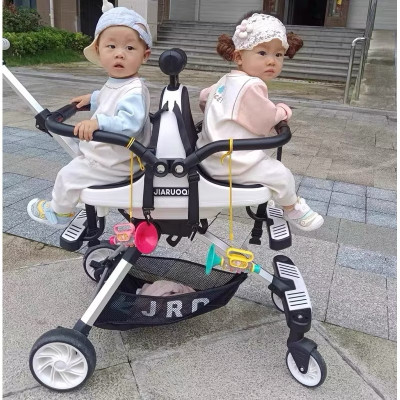 [Mẫu Mới] Xe Đẩy Đôi JIARUOQI – Gấp Gọn, Bền Đẹp, Siêu Nhẹ, Phù Hợp 2 Bé