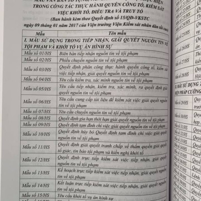 CHỈ DẪN TRA CỨU ÁP DỤNG BỘ LUẬT TỐ TỤNG HÌNH SỰ NĂM 2015