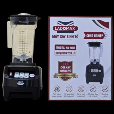 Máy xay sinh tố công nghiệp Ladomax HA9113 phá đá tuyết nhanh, công suất 2280W, có hẹn giờ, moto đồng-Hàng chính hãng