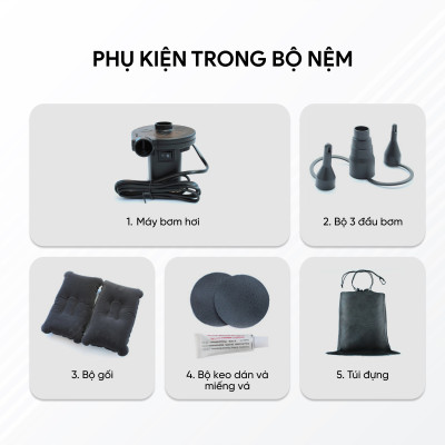 Giường Nệm Đệm Hơi Ô Tô Cao Cấp PHIÊN BẢN MỚI dùng cho Xe Hơi 4 đến 7 chỗ (bán tải, sedan, SUV, ...)