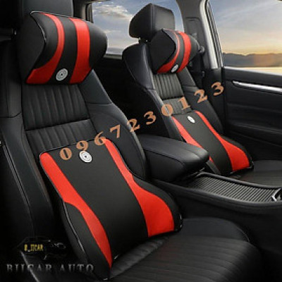 Gối tựa đầu và tựa lưng ô tô cao su non vỏ bọc da nhập khẩu cao cấp