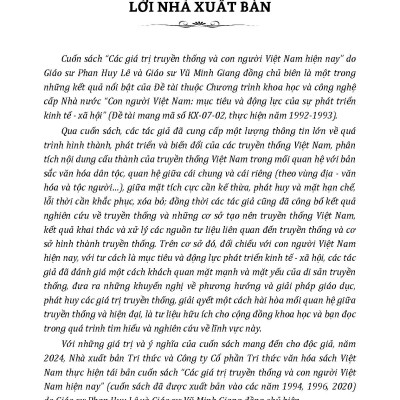 Các Giá Trị Truyền Thống Và Con Người Việt Nam Hiện Nay (Tái bản 2025)