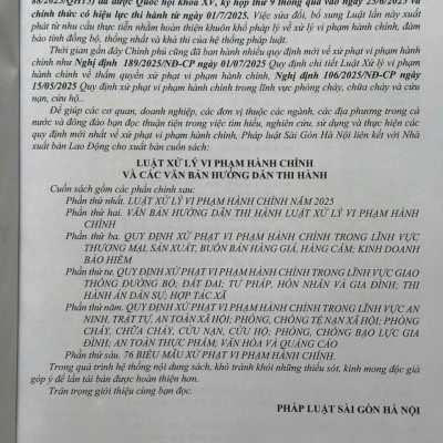 Sách Luật Xử Lý Vi Phạm Hành Chính Và Các Văn Bản Hướng Dẫn Thi Hành (V2601D)