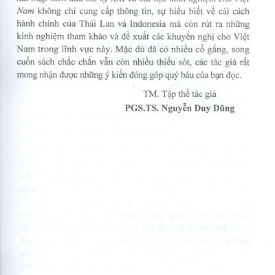 Cải Cách Hành Chính Của Thái Lan, Indonesia Hai Thập Niên Đầu Thế Kỷ Xxi Và Bài Học Kinh Nghiệm Cho Việt Nam (Sách Tham Khảo)