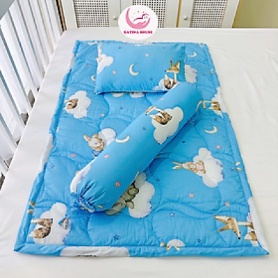Bộ nệm gối cho bé Katina House,vải cotton satin hàn quốc mềm, mát thấm hút tốt