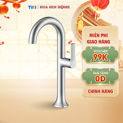 Vòi lavabo nóng lạnh TUSLO F008 Luxury chất liệu đồng nguyên chất, mạ Crom-Niken, công nghệ tạo bọt khí hiện đại - Hoa Sen Home - Hàng chính hãng