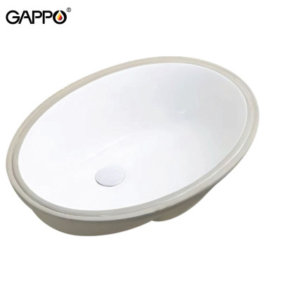 CHẬU LAVABO SỨ ÂM BÀN NHẬP KHẨU NGA GAPPO GT312 MEN TUYẾT OVAL - HÀNG CHÍNH HÃNG