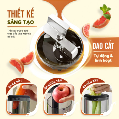 Máy ép chậm trái cây Masuto MS Healthy ép nguyên quả kiệt bã dung tích 0,6l, Ép hoa quả, làm nước detox, làm kem - Hàng chính hãng