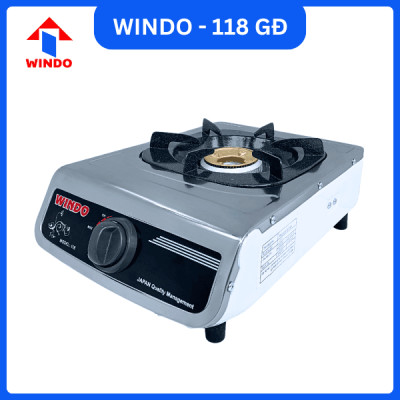 Bếp Gas Đơn Mặt Inox WINDO - 118 ĐG | Bếp gas đơn để bàn điếu gang tiết kiệm gas- Hàng chính hãng