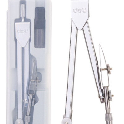 Bộ Compa vẽ kỹ thuật DELI thân thép gắn ngòi (2.0mm) - 8603