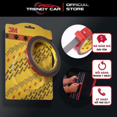 Băng dính 3M Hàng chuẩn 2 mặt đục và trong suốt loại 10mm 20mm dài 3mét, băng keo dán cường lực siêu dính ô tô, nội thất