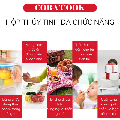 [Mua 2 Tặng 1] Bộ Hộp Đựng Thức Ăn Hộp Cơm Bảo Quản Thực Phẩm Thủy Tinh Chịu Nhiệt - 370ml