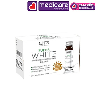 Nước Uống NUCOS Super White Bổ Sung Dưỡng Chất Cho Da, Giúp Da Sáng Đẹp hộp 10 chai 50ml