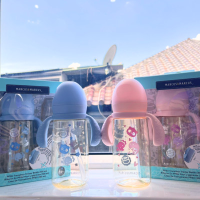 Bình Tập Uống Chuyển Tiếp PPSU  Marcus & Marcus 300ml Cho Bé Từ 6 Tháng – Xanh, Hồng