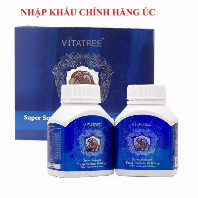 Viên uống nhau thai cừu Vitatree Super Strength Sheep placenta 60000mg, hộp 2 lọ x 60v, trắng da, chống lão hoá, chính hãng Úc