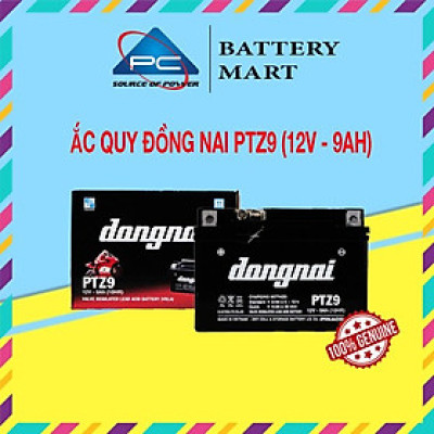 Ắc Quy Đồng Nai PTZ9 12V-9Ah cho xe máy Atila, Vespa, Spacy, Kawasaki