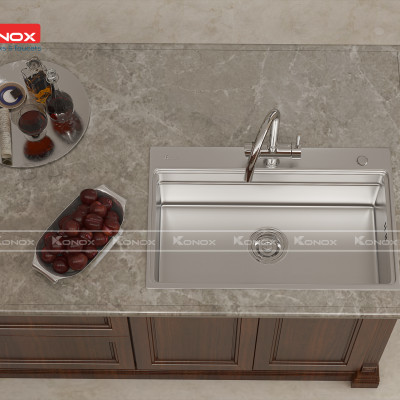 Vòi rửa bát 3 đường nước Konox, Model Trim-Water Black, 3 phiên bản màu, Bề mặt mạ PVD mạ vân đá, Lõi đồng tiêu chuẩn CW617N, Linh kiện phụ trợ dòng chảy nhập khẩu châu Âu, Bảo hành chính hãng 5 năm, Hàng chính hãng