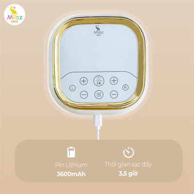 Máy hút sữa điện đôi có dung lượng pin lớn 3600nAh Moaz BéBé MB090 MB-090 Hàng Chính Hãng