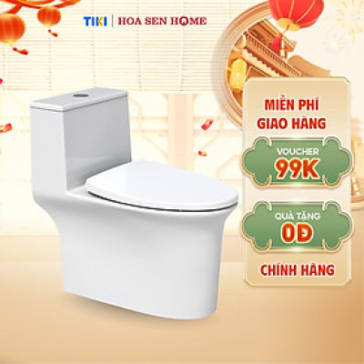 Bồn cầu một khối TUSLO LUXURY T012 chất liệu men cao cấp, nắp PP chống thấm - Hoa Sen Home - Hàng chính hãng - MIỄN PHÍ VẬN CHUYỂN