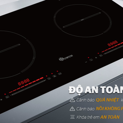 Bếp Điện Từ Đôi Nhập Khẩu SOWUN SW1222 ,Mặt Kính CERAMIC Cao Cấp Chịu Được Nhiệt Độ Cao