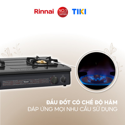 Bếp gas dương Rinnai RV-970(GL) mặt bếp kính và kiềng bếp men - Hàng chính hãng.
