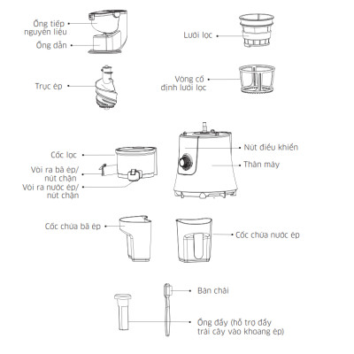 MÁY ÉP TRÁI CÂY KANGAROO KG200SJF (MÁY ÉP CHẬM 665ml - 200W) Hàng Chính Hãng