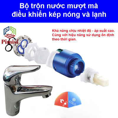 Vòi Chậu Rửa Mặt Nóng Lạnh Pimisi Thuộc Chậu Lavabo 1 Dùng Trong Nhà Tắm-Điều Chỉnh Bằng Gật Gù Gắn Bồn Rửa | Chính Hãng