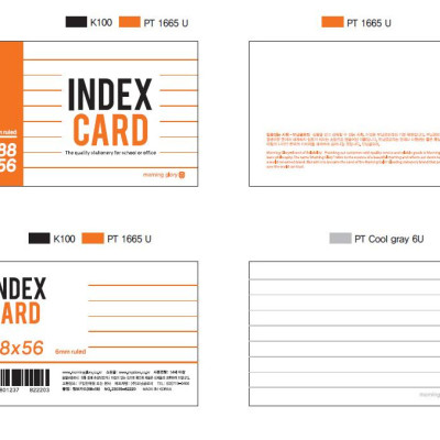 Thẻ Học Từ Vựng - Giấy Kháng Khuẩn - Kẻ Ngang - 88 x 56 mm - Morning Glory 23035-89291 - Màu Cam