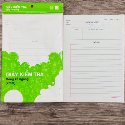 Tuanviet Books Giấy kiểm tra Kẻ ngang dành cho học sinh (Cấp 1,2,3)