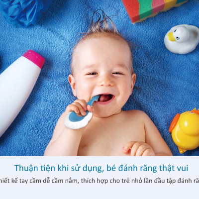 Bàn chải đánh răng cho bé từ 0 đến 3 tuổi, bàn chải siêu mảnh 3 trong 1 KUKU KU1138