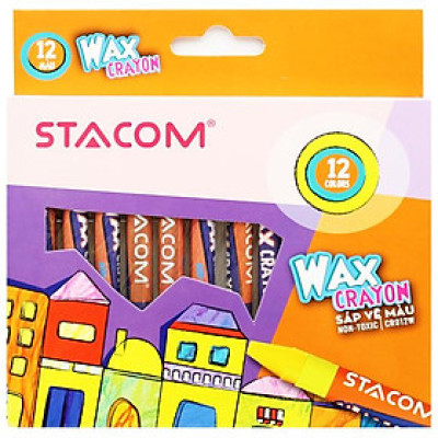 Hộp 12 Bút Sáp Màu Wax Crayon - Stacom CR012W