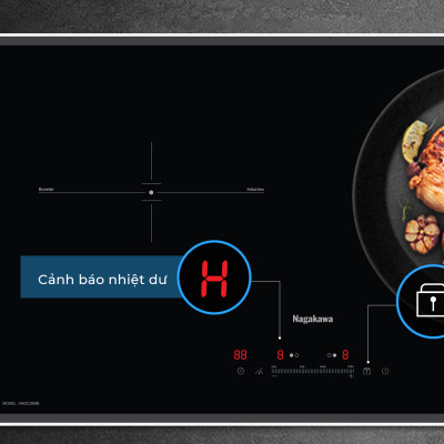 Bếp đôi điện từ Nagakawa UltraSlim NK2C29MB - Made in Malaysia - Bảo hành 5 năm - Hàng chính hãng