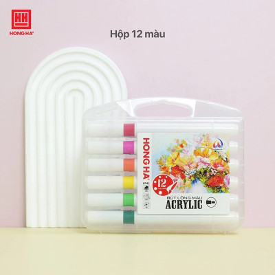 Bút lông màu Acrylic 1 đầu Hồng Hà tô trên mọi chất liệu (12/24/36 màu) - 8142/8143/8144