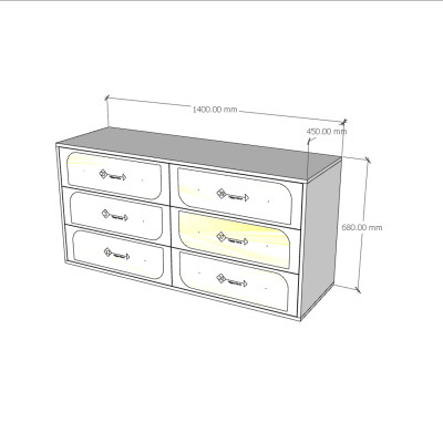 [Happy Home Furniture] BANA, Tủ đựng đồ 6 ngăn kéo, 140cm x 45cm x 68cm ( DxRxC), THK_123